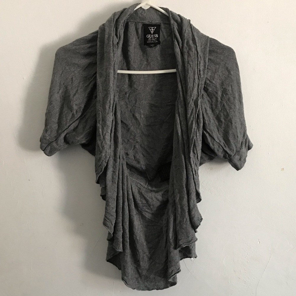 Guess Gray Cropped Ruffly Shrug size XS